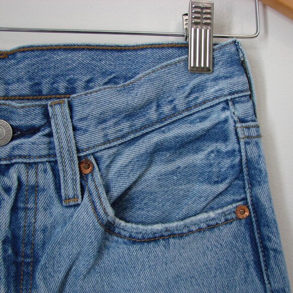 Levi's 501 Original Jeans Ankle Distressed Light Wash Button Front 25 - Picture 5 of 13